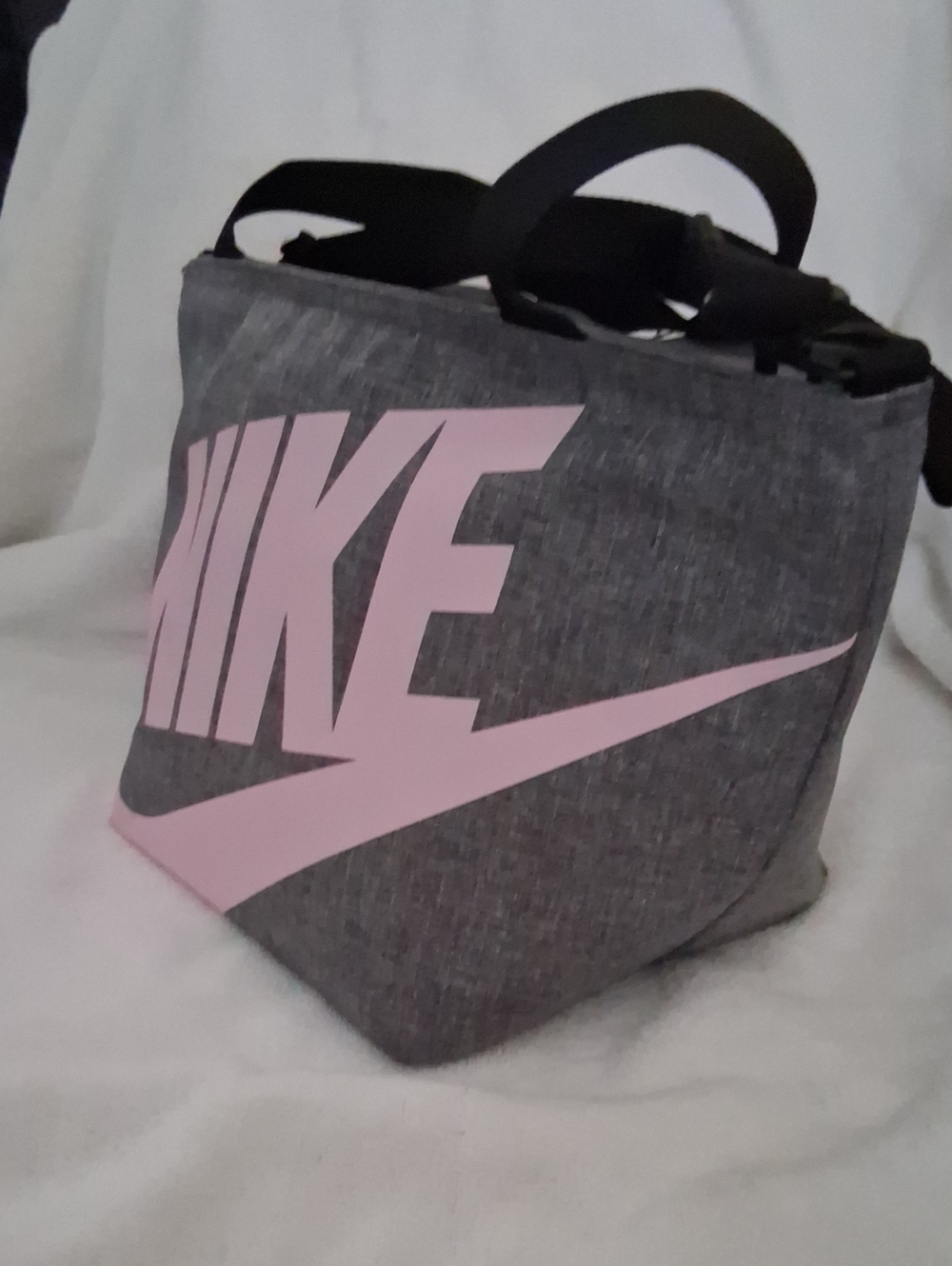 Nike Grey Crossbody  Lunch / Gym Bag with Pink Logo
